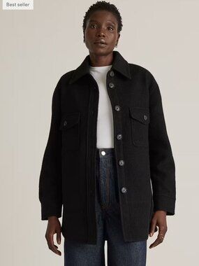 Quince Black Utility Shirt Jacket, Merino Wool